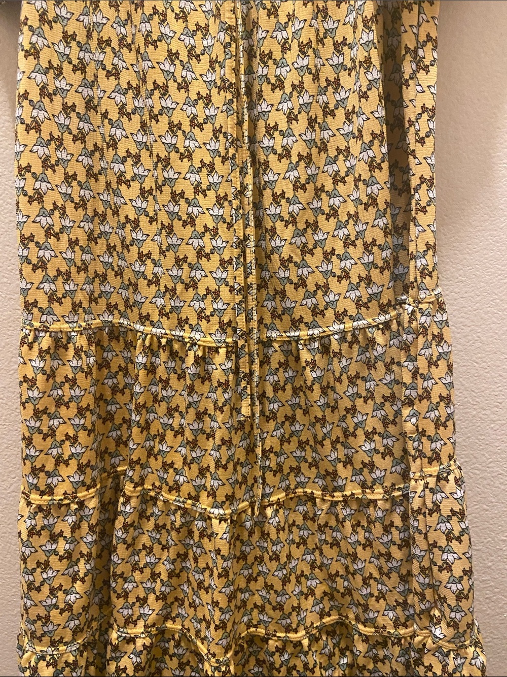 Yellow Floral cottage core Tiered Dress size large - Picture 3 of 6